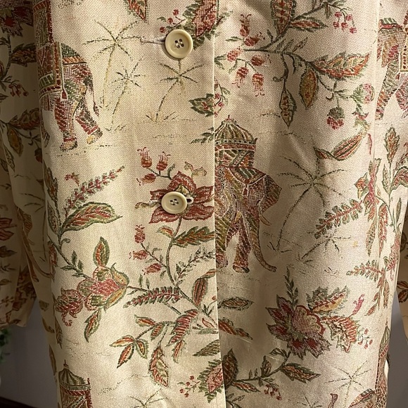 TALBOTS women’s Petite floral ELEPHANT blazer jacket SILK Asian / Indian 20WP - Picture 5 of 12